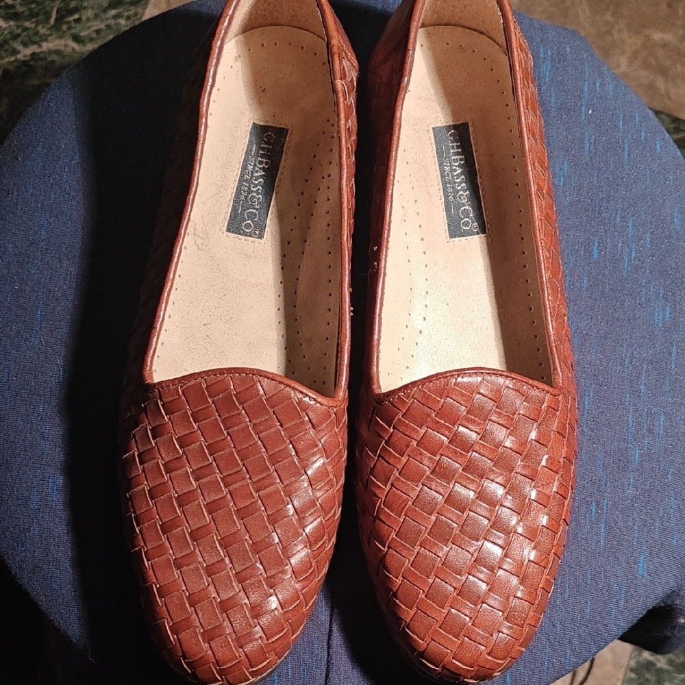 Vintage G.H. Bass Co Women's Brown Woven Leather Loafers Sz 7N (Narrow)
